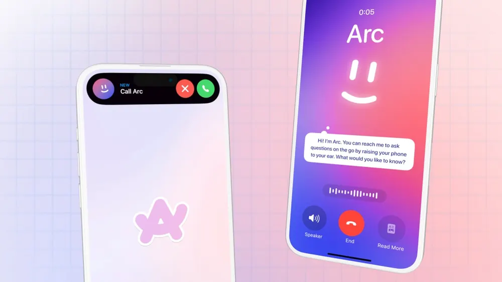 Arc Browser interface showcasing clean vertical tabs, split-screen spaces, and minimalist search command palette