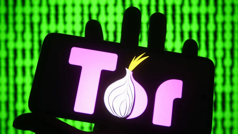 Dark fiber-optic network visualization and glowing server racks symbolizing secure cryptographic network routing