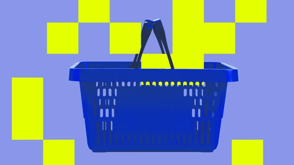 Digital graphic showing automated AI agents interacting with luxury consignment shopping bags and online fashion checkout carts