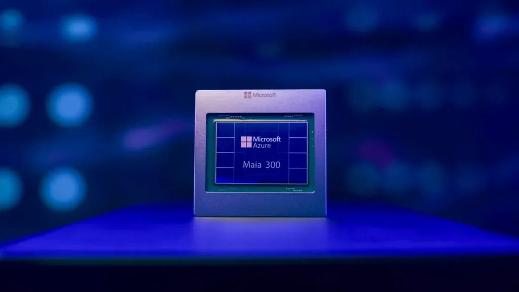 Official Microsoft diagram illustrating the Azure Maia 300 chiplet architecture and cooling framework