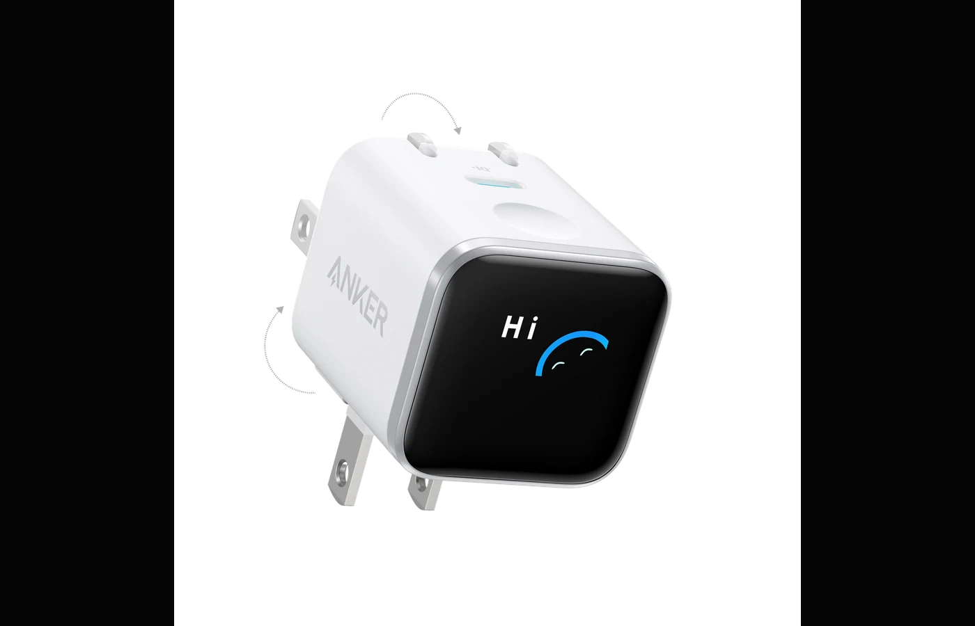 Anker Nano Charger 45W wall adapter with its smart display visible
