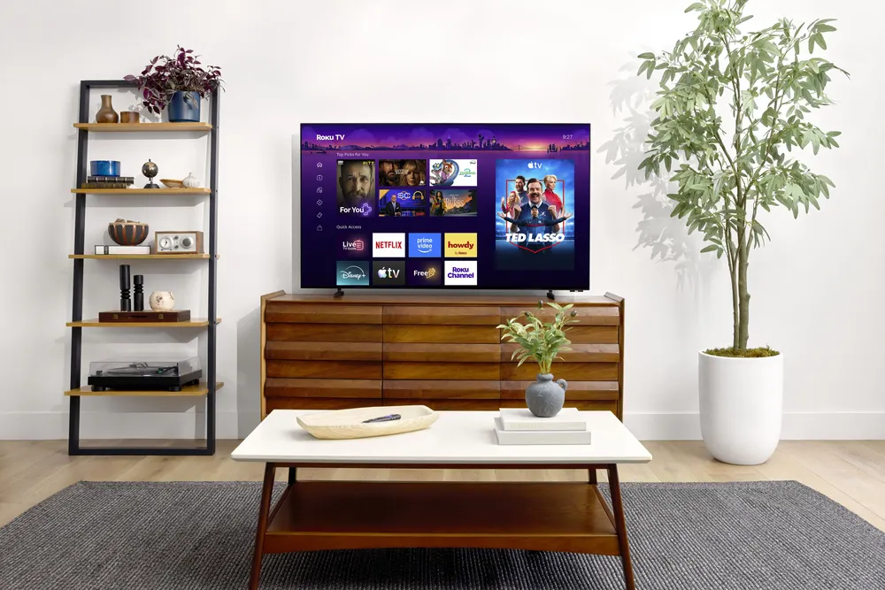 Roku Pro Series OLED television displayed in a living room