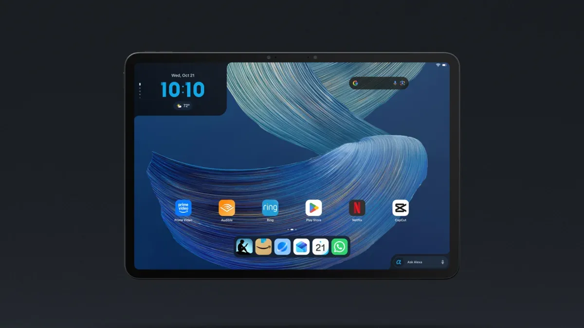 Official Amazon promotional photo showing Amazon Alexa Tablets in three display sizes