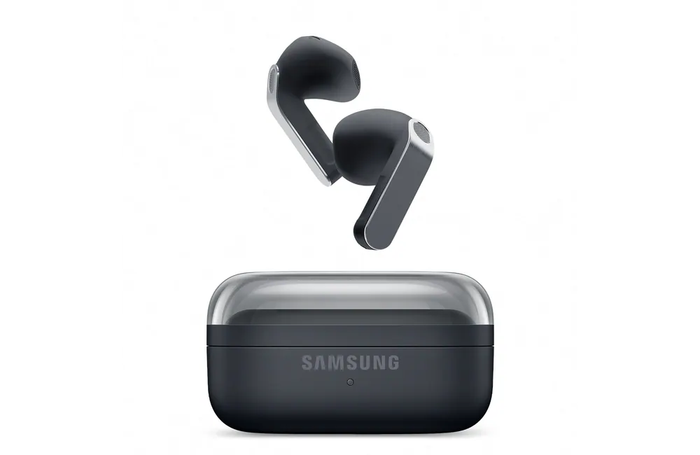 Samsung Galaxy Buds4 Pro earbuds and charging case in black