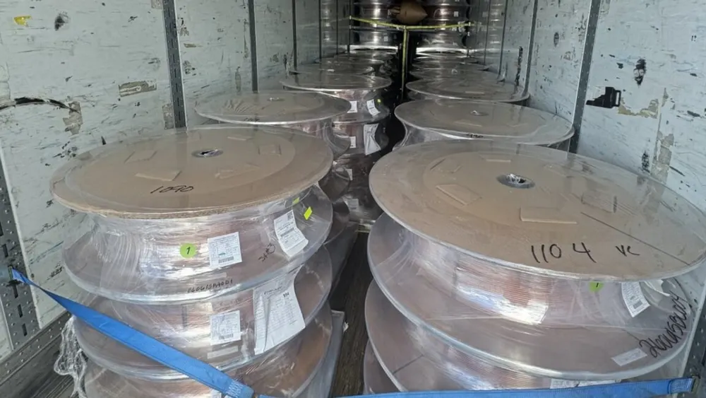 Recovered tractor-trailer containing stolen enterprise server racks and high-density data center equipment seized by law enforcement