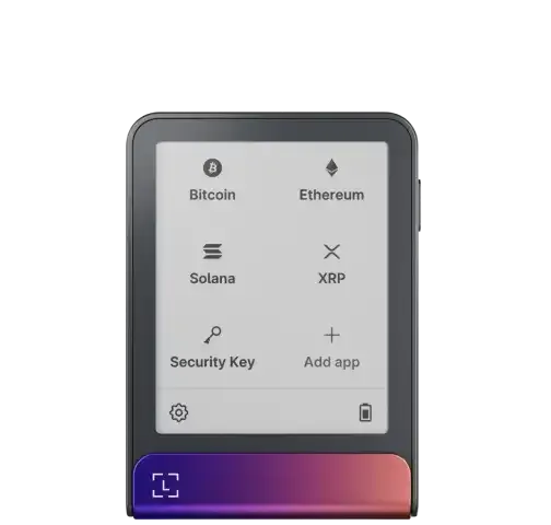 Official product rendering of the Ledger Flex touchscreen hardware signer