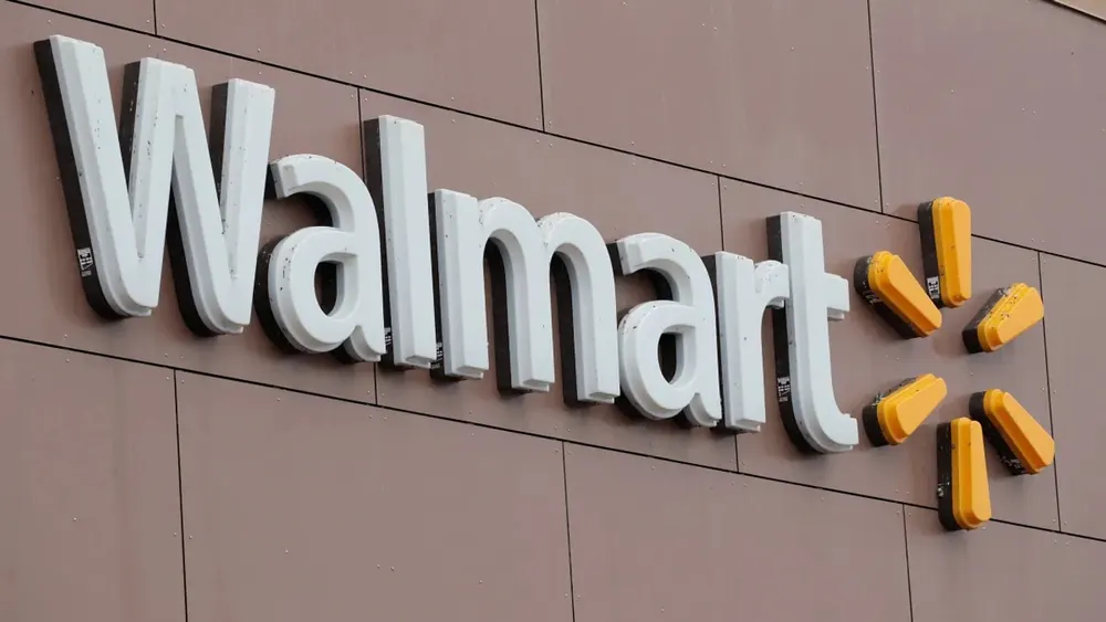 Walmart retail department store exterior with digital infrastructure branding