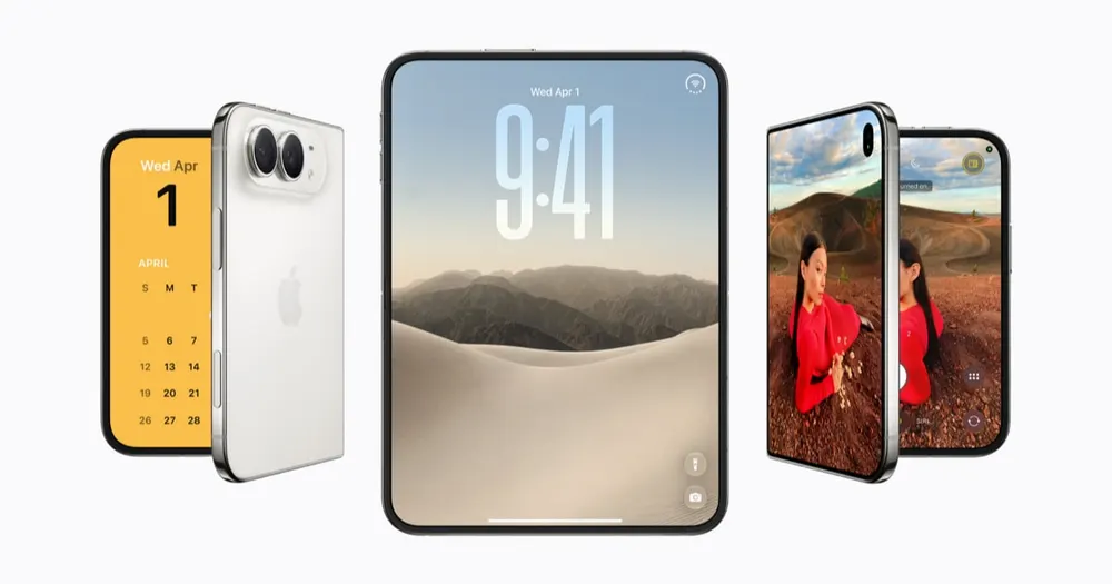 Apple promotional rendering showing iPhone Duo open and closed