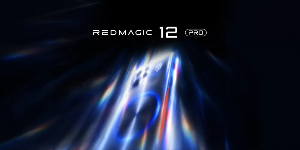 Official REDMAGIC 12 Pro teaser artwork with a stylized, partially obscured phone