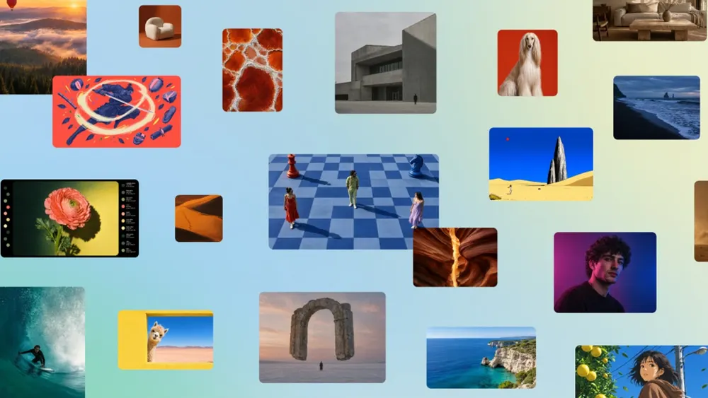 Official Canva Craft promotional collage displaying varied visual generation styles including architectural renders, surrealist geometric compositions, anime portraits, and vibrant macro photography