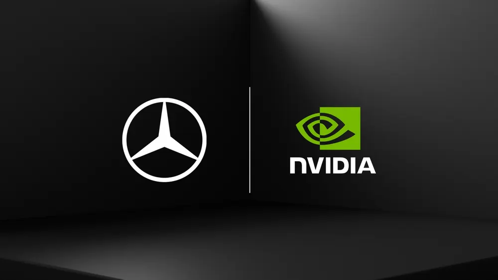 Official Mercedes-Benz and NVIDIA partnership graphic showing both company logos